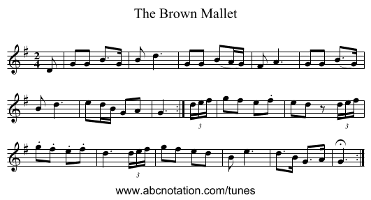The Brown Mallet - staff notation