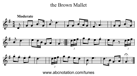 the Brown Mallet - staff notation