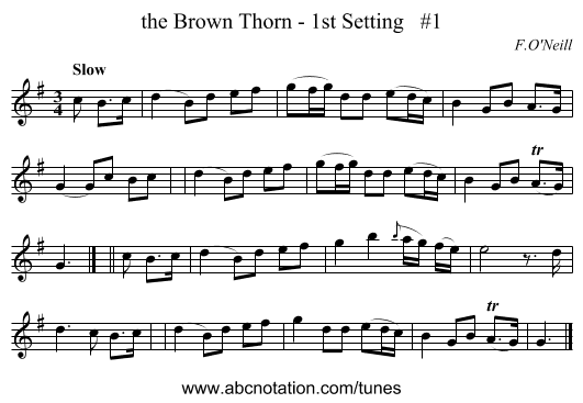 the Brown Thorn - 1st Setting   #1 - staff notation