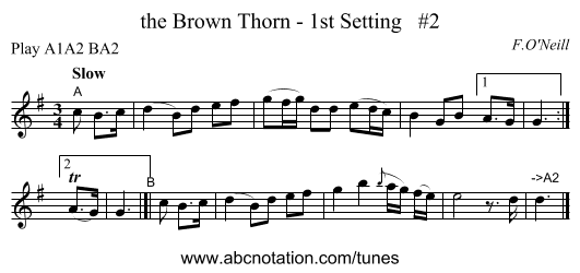 the Brown Thorn - 1st Setting   #2 - staff notation