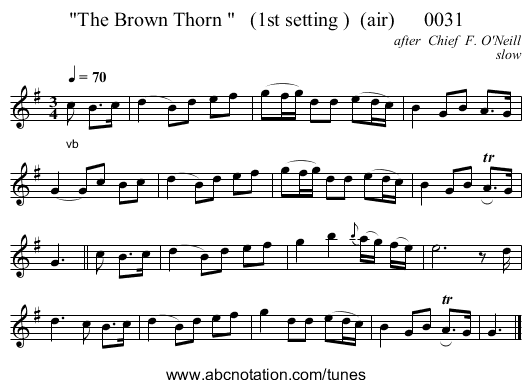 The Brown Thorn (1st setting ) (air) 0031 - staff notation
