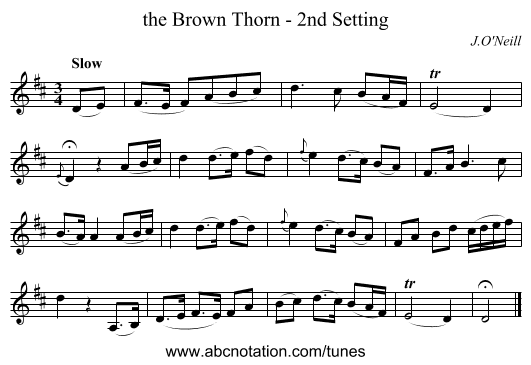 the Brown Thorn - 2nd Setting - staff notation