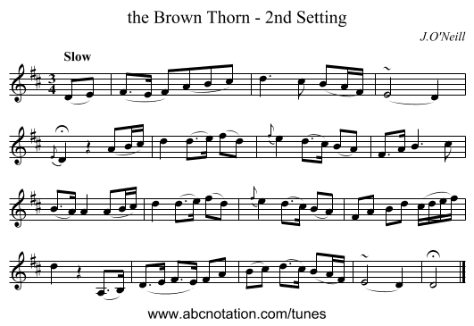 the Brown Thorn - 2nd Setting - staff notation