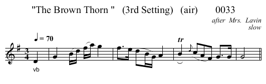 The Brown Thorn    (3rd Setting)   (air)       0033 - staff notation