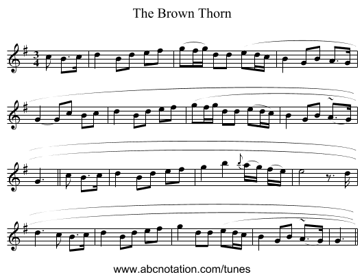 The Brown Thorn - staff notation