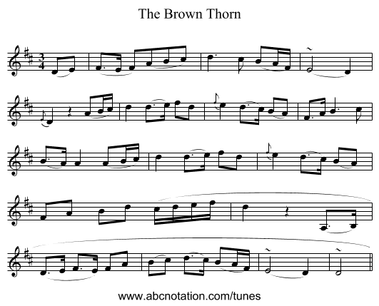 The Brown Thorn - staff notation