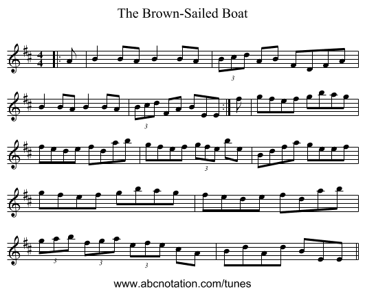 The Brown-Sailed Boat - staff notation