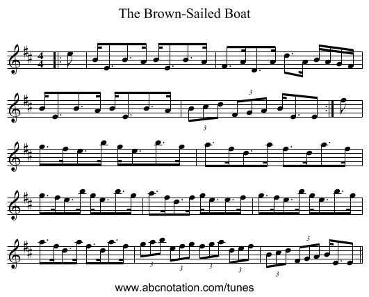 The Brown-Sailed Boat - staff notation