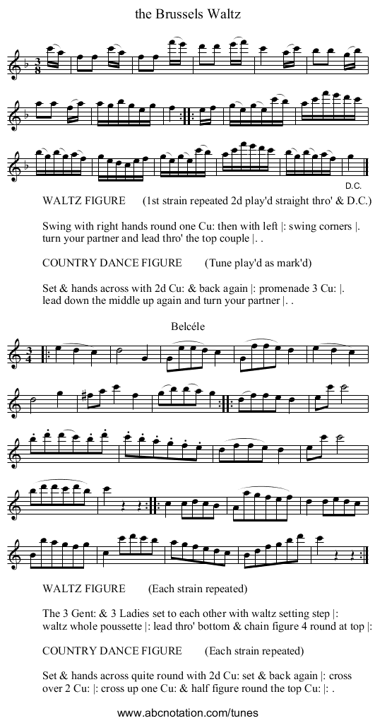 the Brussels Waltz - staff notation