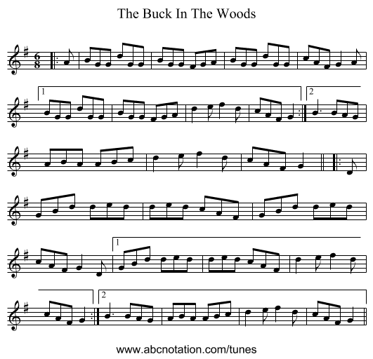 The Buck In The Woods - staff notation