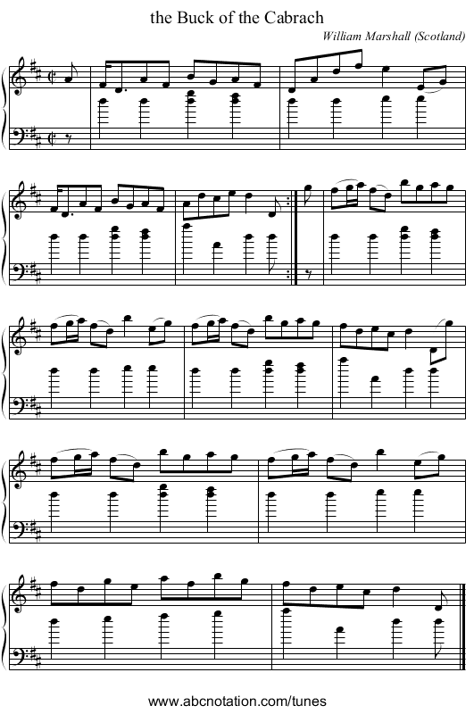 the Buck of the Cabrach - staff notation