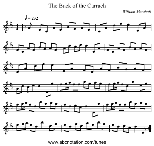 The Buck of the Carrach - staff notation