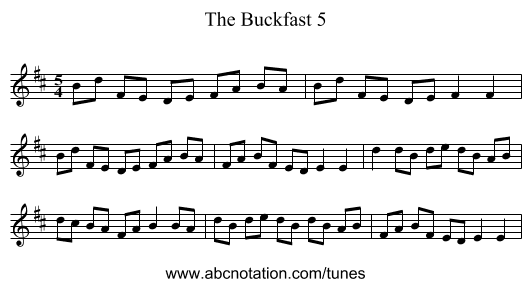 The Buckfast 5 - staff notation