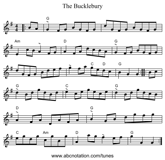 The Bucklebury - staff notation