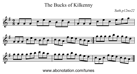 The Bucks of Kilkenny - staff notation