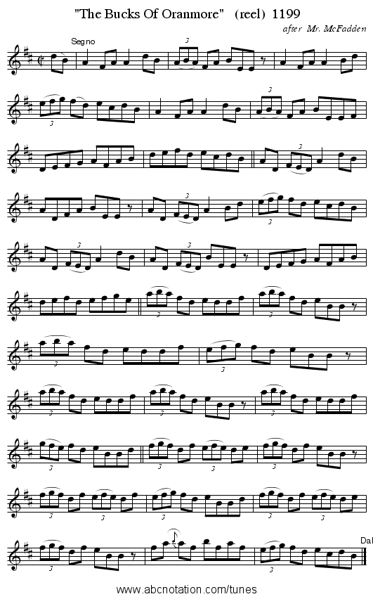 The Bucks Of Oranmore   (reel)  1199 - staff notation