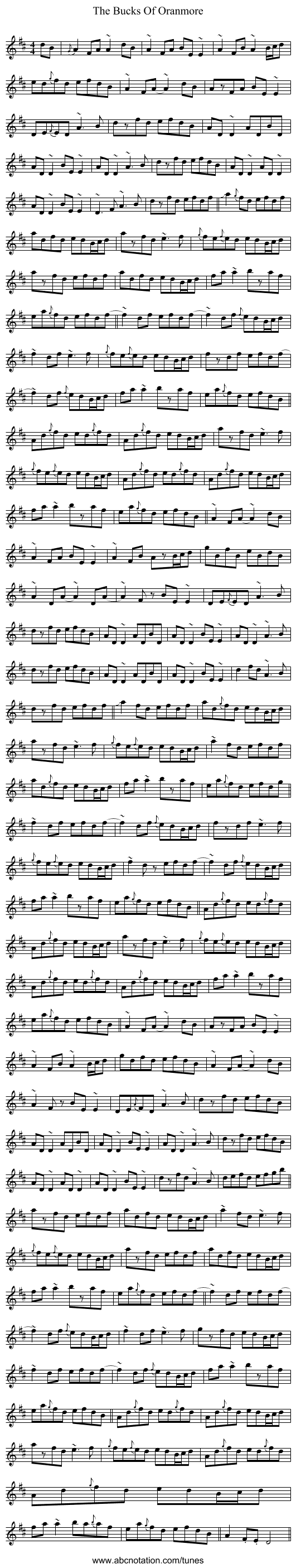 The Bucks Of Oranmore - staff notation