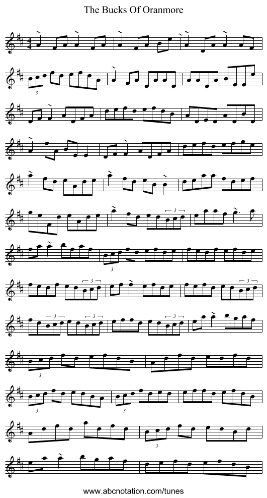 The Bucks Of Oranmore - staff notation