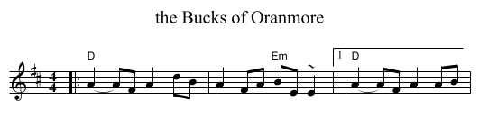 the Bucks of Oranmore - staff notation
