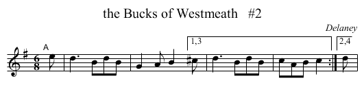 the Bucks of Westmeath   #2 - staff notation