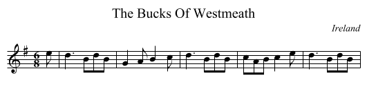 The Bucks Of Westmeath - staff notation