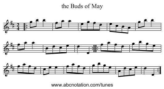 the Buds of May - staff notation