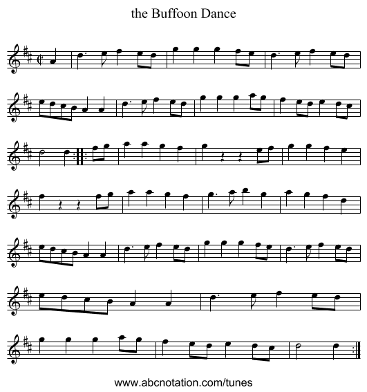 the Buffoon Dance - staff notation