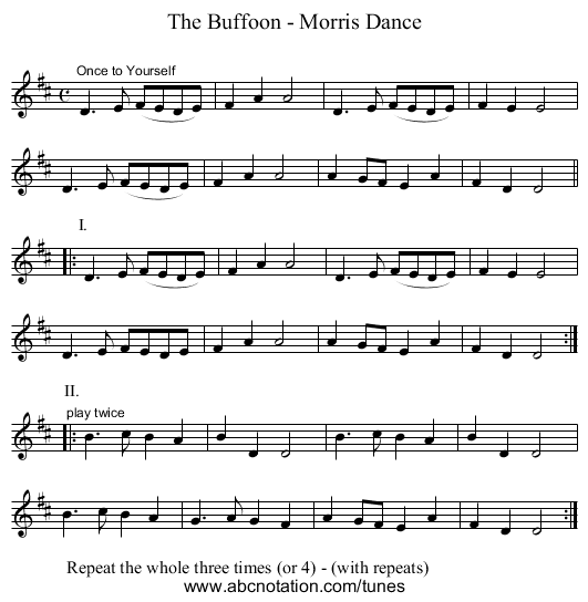 The Buffoon - Morris Dance - staff notation