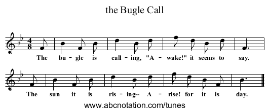 the Bugle Call - staff notation