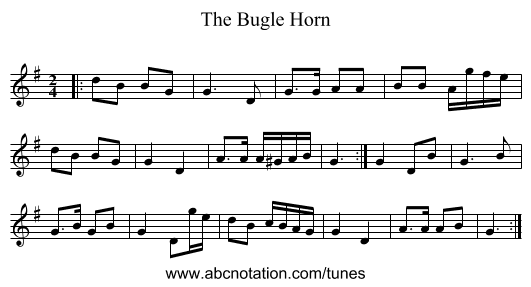 The Bugle Horn - staff notation