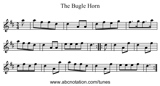 The Bugle Horn - staff notation