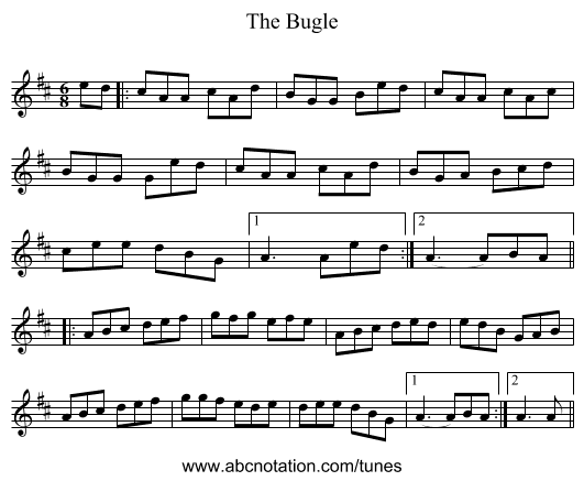 The Bugle - staff notation