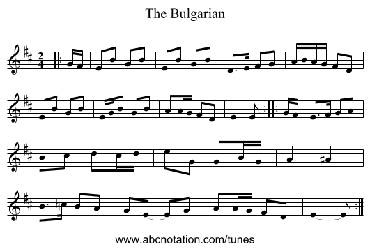 The Bulgarian - staff notation