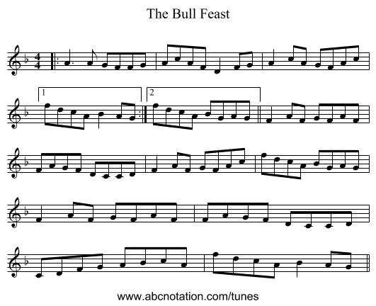 The Bull Feast - staff notation