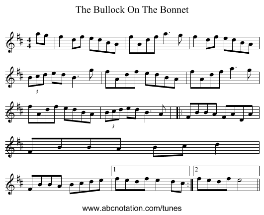 The Bullock On The Bonnet - staff notation