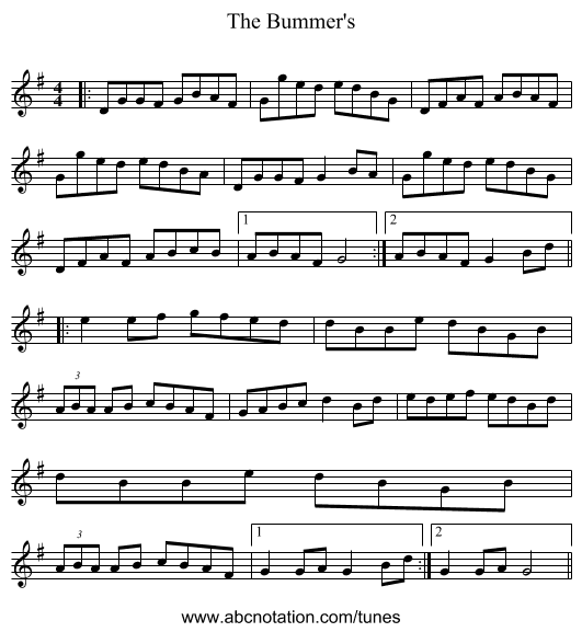 The Bummer's - staff notation
