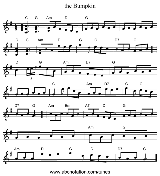 the Bumpkin - staff notation