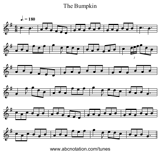 The Bumpkin - staff notation