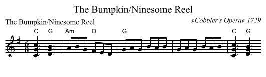 The Bumpkin/Ninesome Reel - staff notation