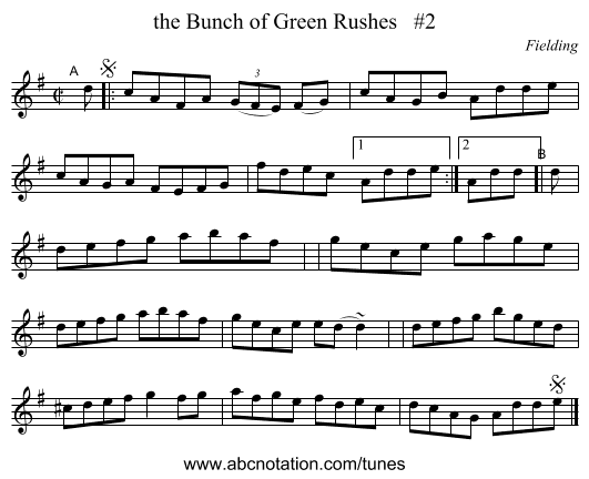the Bunch of Green Rushes   #2 - staff notation