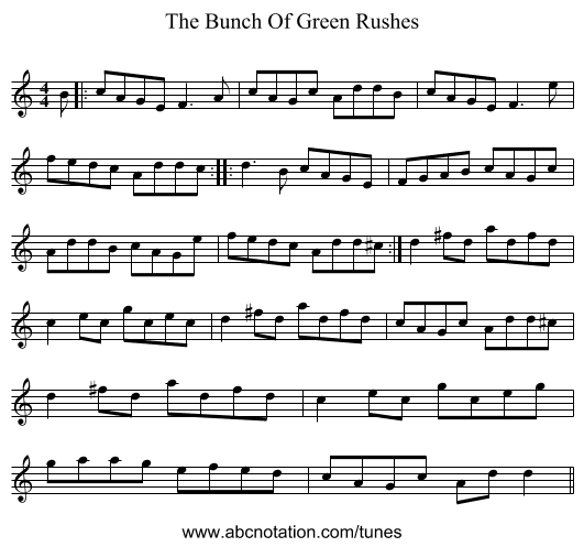 The Bunch Of Green Rushes - staff notation