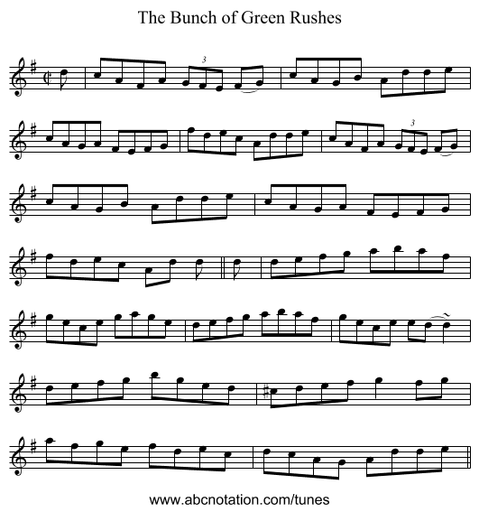The Bunch of Green Rushes - staff notation