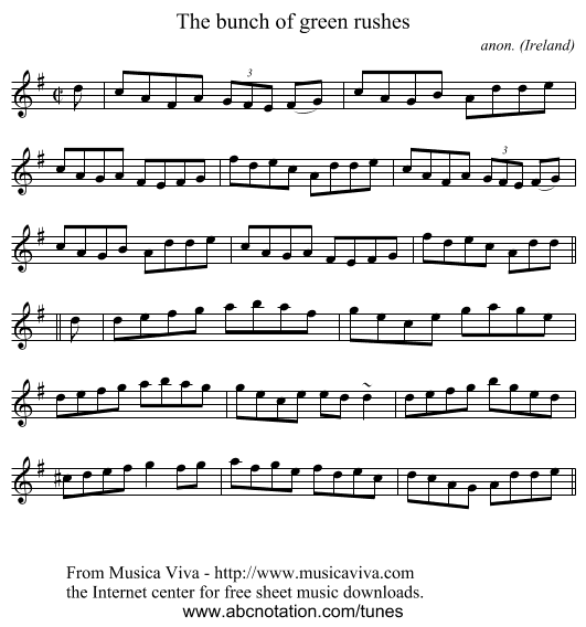 The bunch of green rushes - staff notation