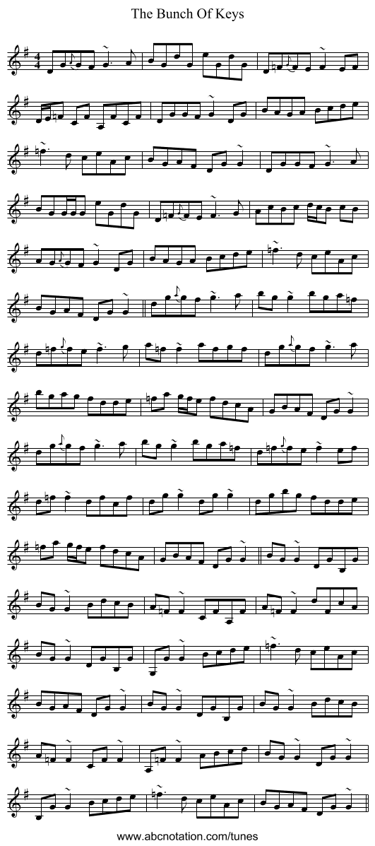 The Bunch Of Keys - staff notation