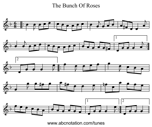 The Bunch Of Roses - staff notation