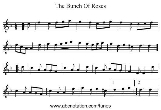 The Bunch Of Roses - staff notation