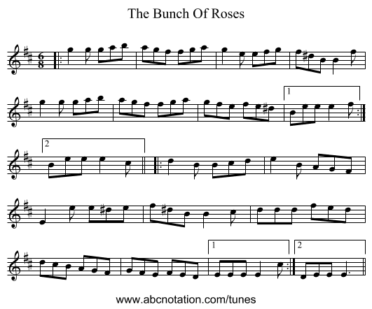 The Bunch Of Roses - staff notation