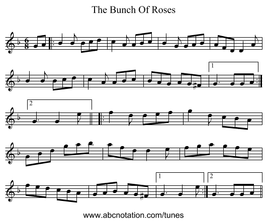 The Bunch Of Roses - staff notation