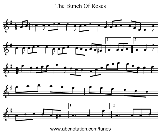 The Bunch Of Roses - staff notation