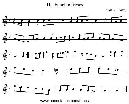 The bunch of roses - staff notation